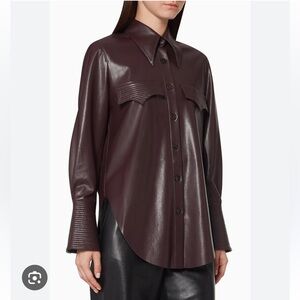 NWOT Nanushka Elpi Vegan Leather Shirt, size XS